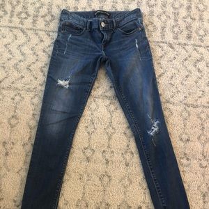 Express dark distressed skinny jean
